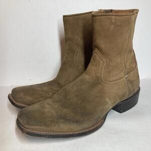 Men’s Size 10.5 Moonshine Spirit Pancho 8" Brown Suede Zipper Boots Square